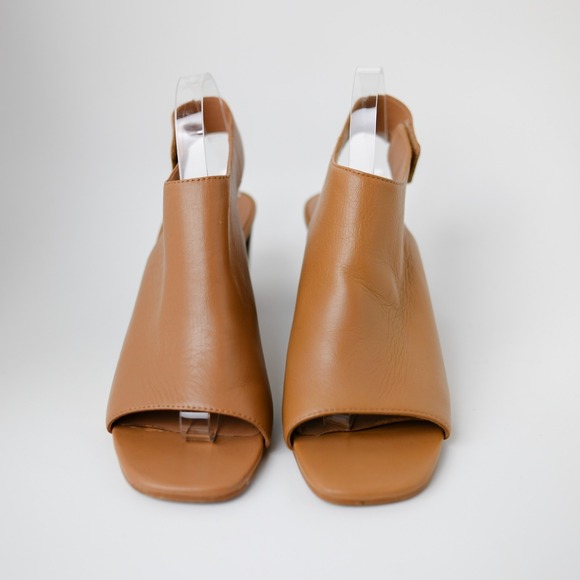 Johnston & Murphy Evelyn‎ Open Toe Bootie Womens 10M Tan Glove Leather 3" Heel - Picture 3 of 7